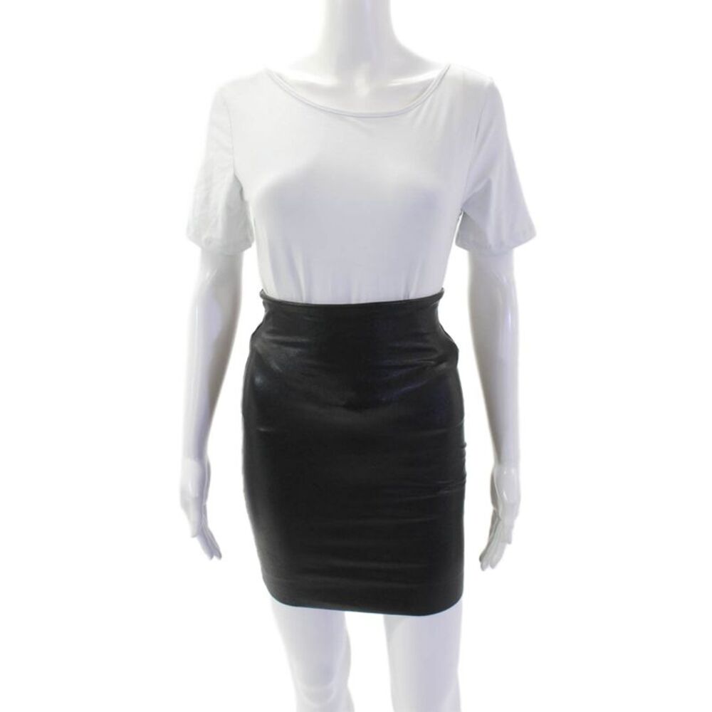 Commando Womens Stretch Vegan Leather Pull On Pencil Skort Black Size XS